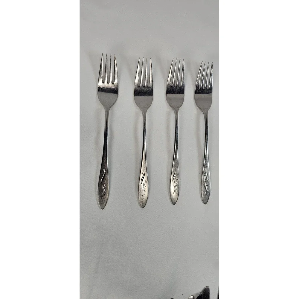 Oneida Ember Glow‎ Stainless Steel Dinner Forks Set of 4 Floral Flatware